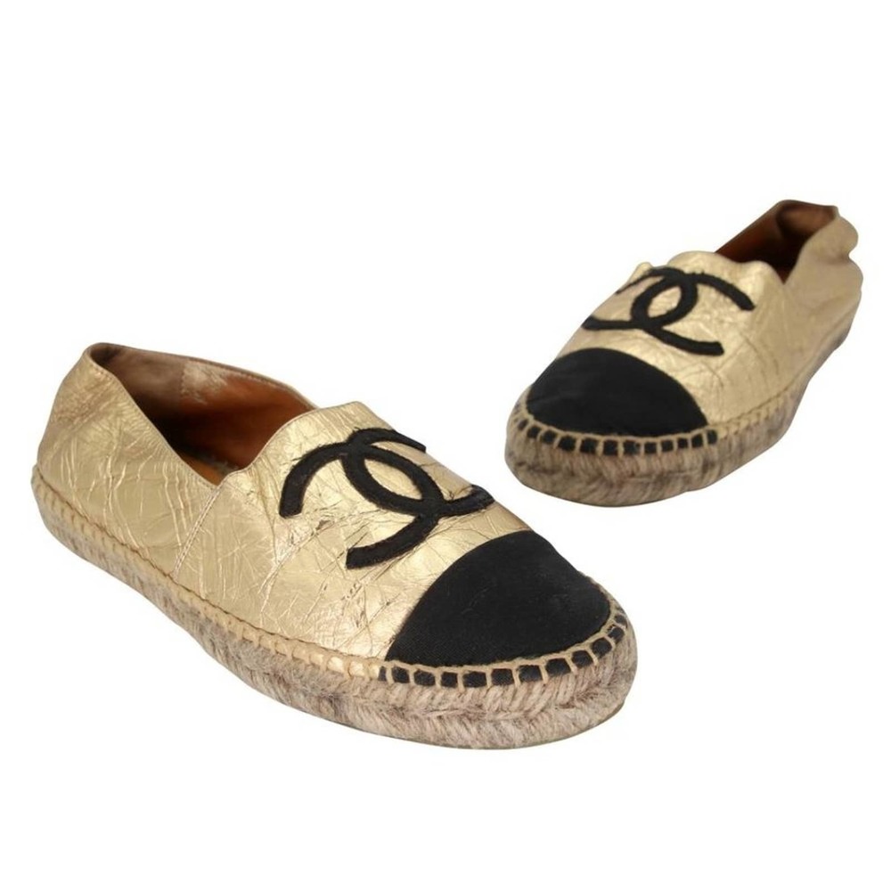 Chanel Runway Crinkled and Suede Espadrille Flats